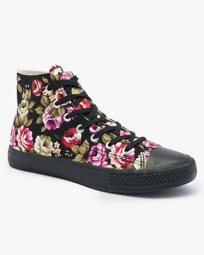 Royalfashion Naiste kõrged mustad lillelised tennised Soxic