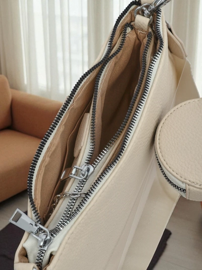 Naiste nahast käekott Perseida Multi Beige keti ja kotikesega