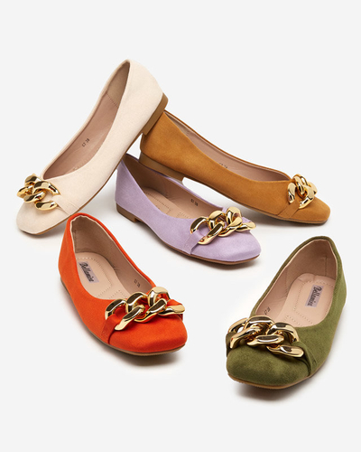 OUTLET Orange women's ballerinas with Caviene decoration - Footwear