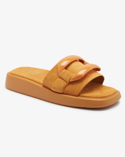 Pruunid naiste flip-flopid öko-suedist Omve - Jalatsid