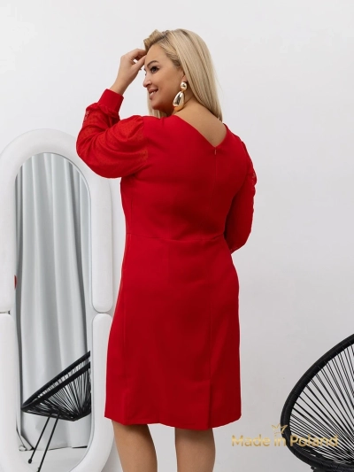 Elegant women's mini dress with mesh sleeves Evilla
