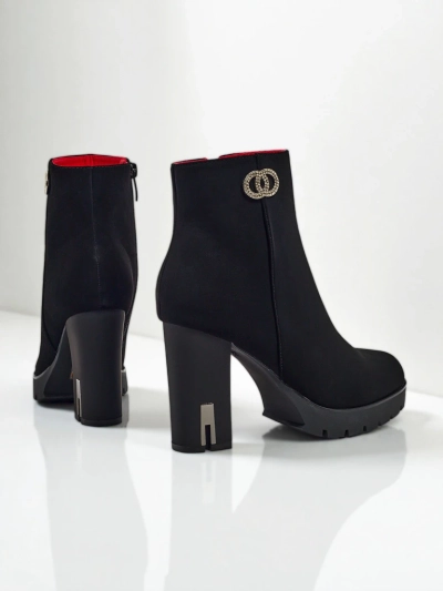 Women's ankle boots made of matte eco-leather on a block heel Olivane