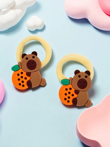 Colorful hair ties with a bear motif