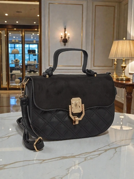 Naiste Käekott Luna Must Nahast Elegantne Igapäevaseks Kasutamiseks