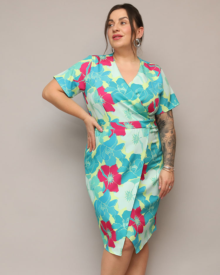 Royalfashion Women's floral fabric dress PLUS SIZE