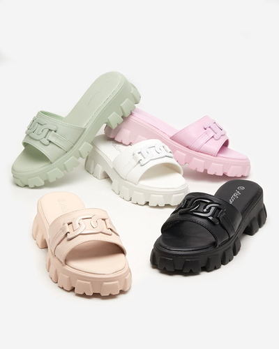 OUTLET Фиолетовые женские тапочки на толстой подошве Inza-Shoes