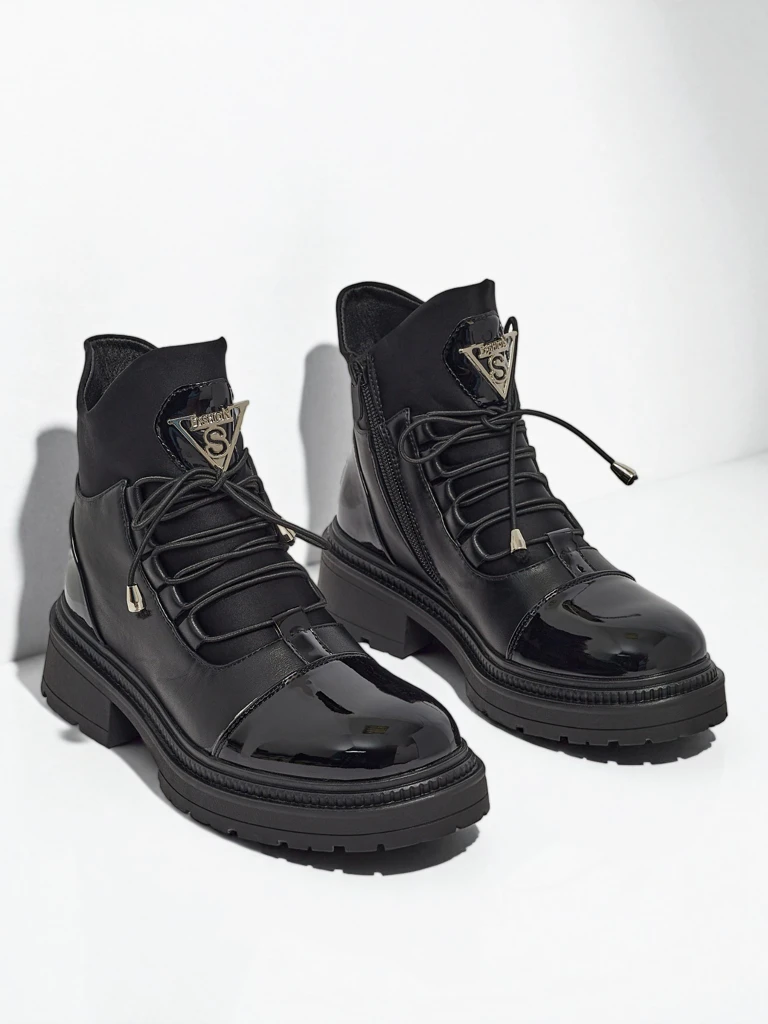 Eco-leather laced women's ankle boots Elisse