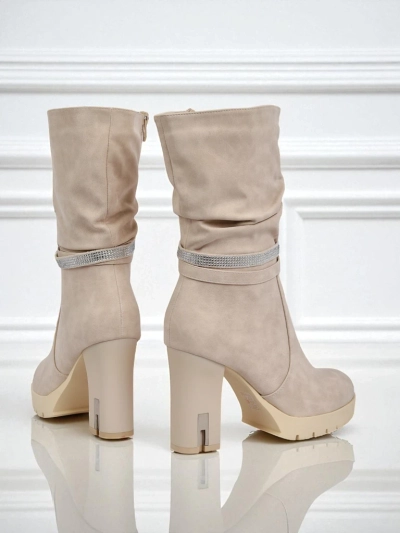 Matte Women's Ankle Boots with Block Heel Ashen Bloom