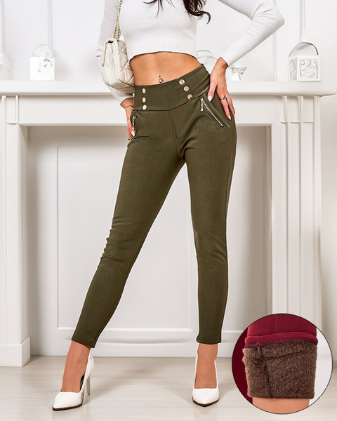 Royalfashion Утепленные женские брюки-теггинсы с декоративными пуговицами