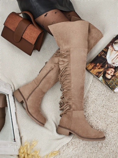 Naiste öko-seemisnahast üle põlve saapad narmastega Ostrelia