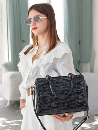Royalfashion Elegant naiste lakknahast kott, millel on embosing