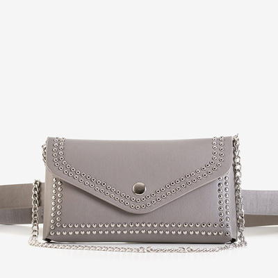 Серая маленькая сумка почек со стразами - Сумочки