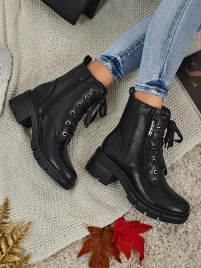 Eco-leather laced women's ankle boots Nomelira