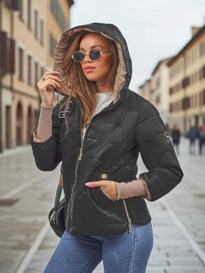 Women's Quilted Jacket with Hood and Cuffs on Sleeves Silent Ridge