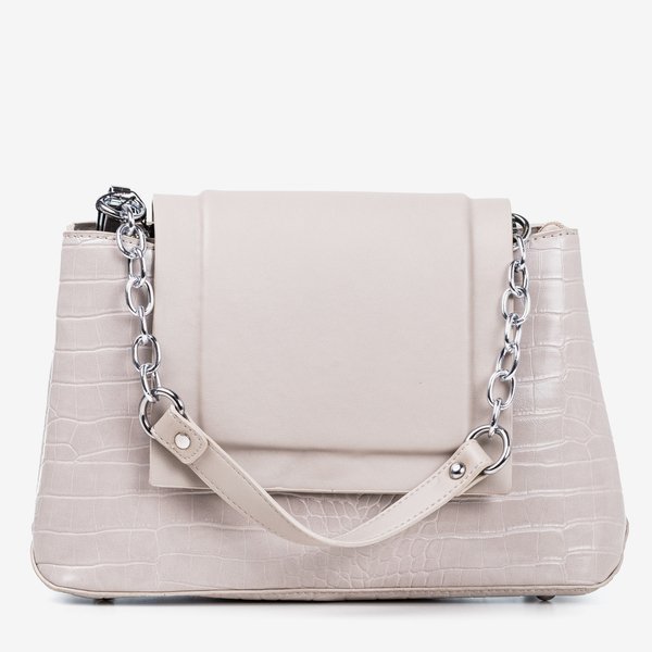 Szara damska torebka ze zwierzęcym tłoczeniem - Torebki