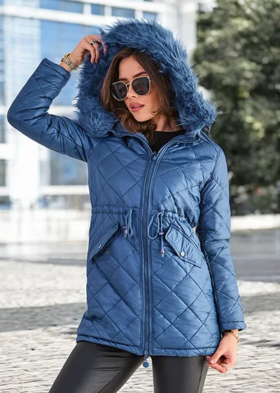 Royalfashion Женская стеганая куртка синего цвета