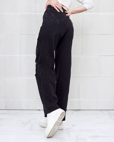 Royalfashion Women's wide jeans with rubbing