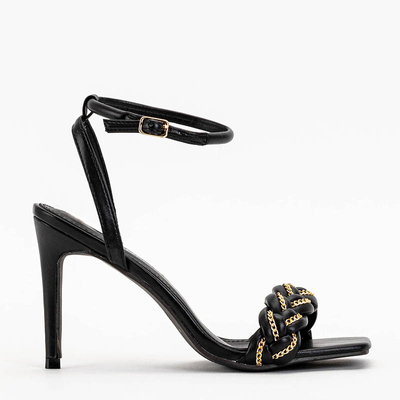 Black women's sandals on a high heel Tenedi - Footwear