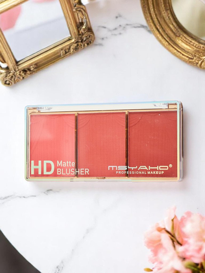 Palette of 3 shades of matte blush for cheeks, color Cool Rose