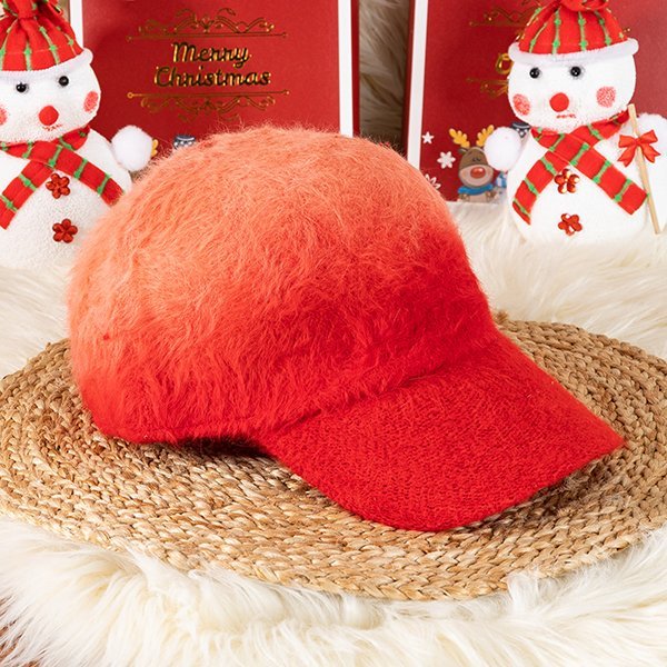 Red fur hat with visor - Caps