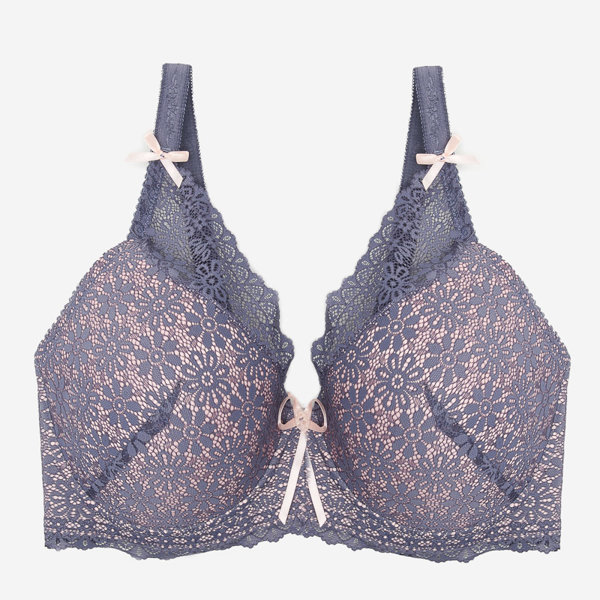 Women's pink bra with purple lace - Underwear