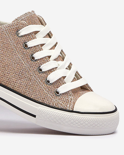 Kuldsed naiste tossud peidetud ankruga, läikiva niidiga Seggat- Jalatsid