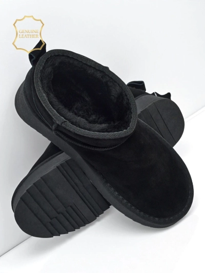 Elunara Women's Short Faux Snow Boots in Genuine Leather