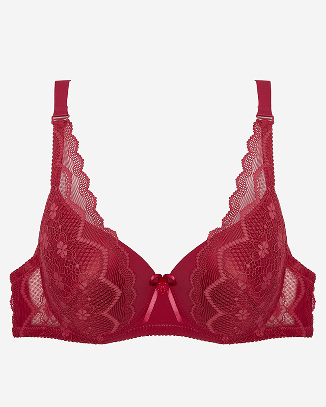 Бордовый женский бюстгальтер с кружевом - Нижнее белье