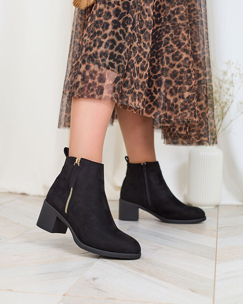 Royalfashion Black eco suede women's low stiletto boots Rejerry