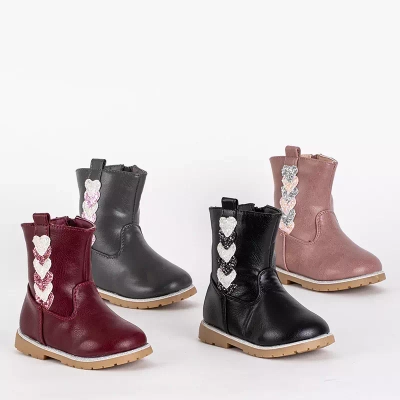 OUTLET Grey girls' boots with decorative upper Nokimi- Footwear