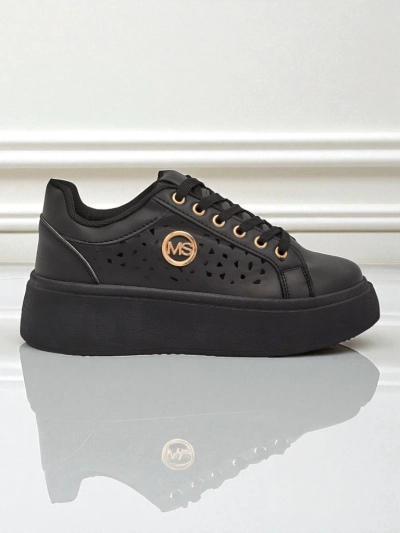 Aurelia Nero - Black Royalfashion platform made of eco-leather, model LH201-8