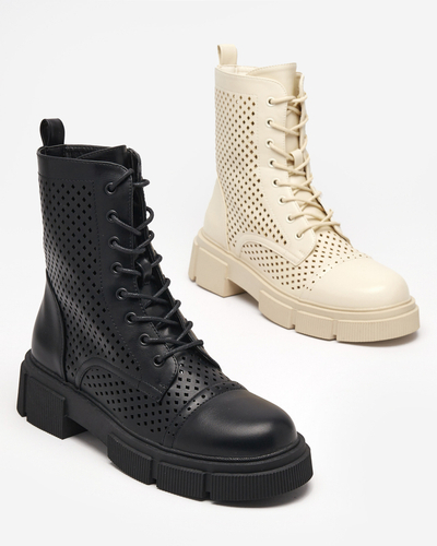 Ažuursed beežid lamedate kontsadega naiste saapad Rolika - Jalatsid