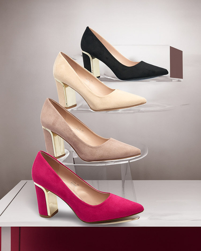 Royalfashion Beige women's eco suede post pumps Afrogosa