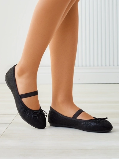 Royalfashion Shiny women's ballet flats with bow and elastic Safte