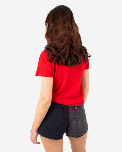 Punane naiste litritega t-särk kirjadega - Riietus