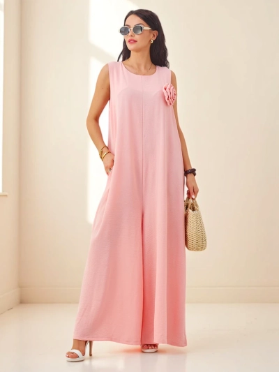 Atena Rosa Palazzo - elegant viscose fabric jumpsuit with straps