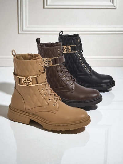 Quilted women's ankle boots made of ecological leather Sable Rose