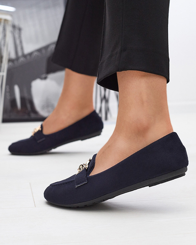 Eco-suede navy blue Brussi loafers - Footwear