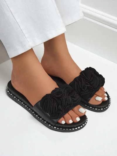 Royalfashion Women's flat sole slides Flora Verde