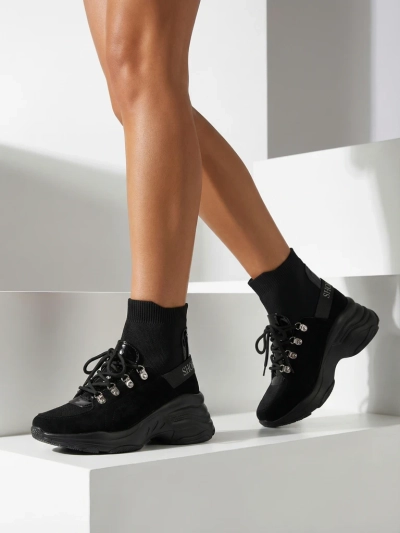 Royalfashion Женские черные утепленные кроссовки Aleppo