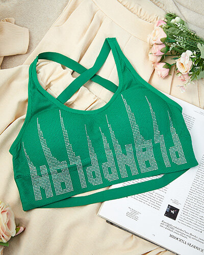 Royalfashion Women's sports bra with zircons