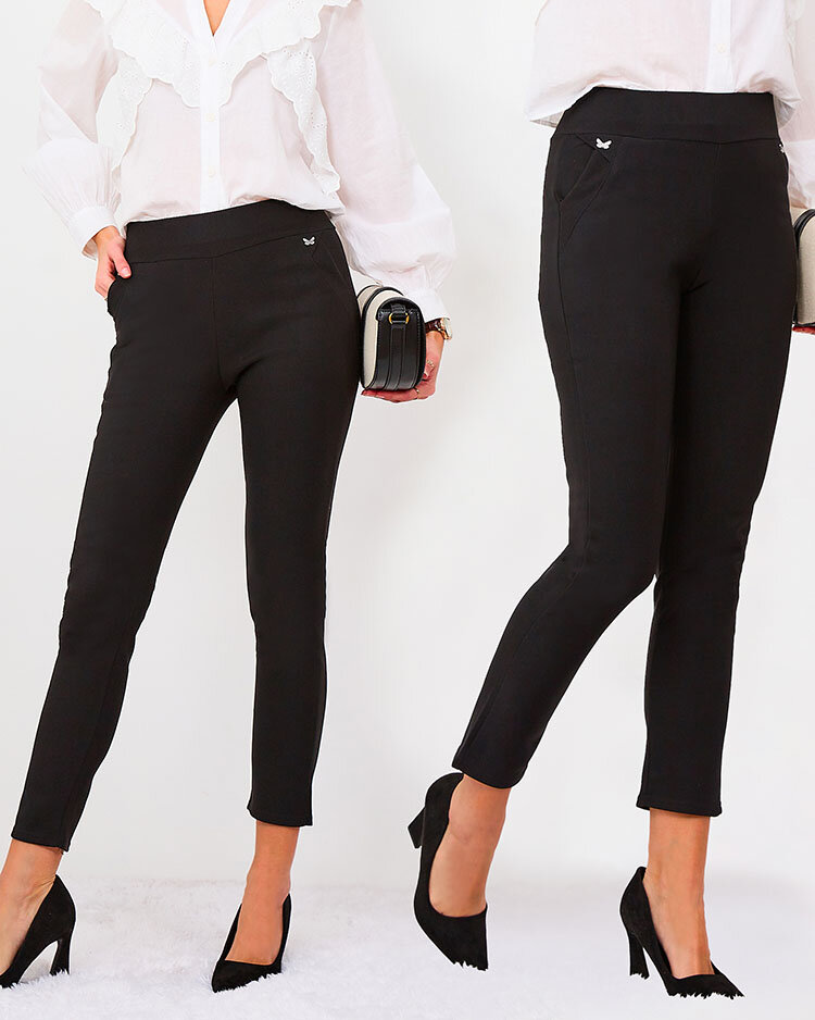 Royalfashion Black women's eco-leather leggings a'la bells