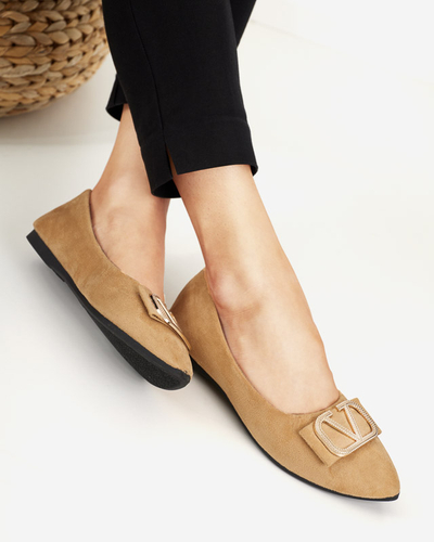 Women's beige ballerinas with an ornament on the toe Cavo - Footwear