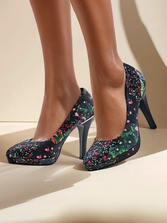 Royalfashion Women's floral high heels Floweere