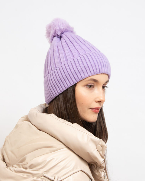 Royalfashion Purple women's insulated cap with pompom