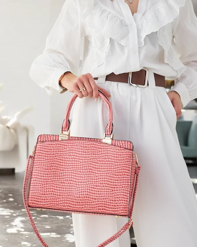 Royalfashion Elegantne naiste käekott, mis on valmistatud patendilehest ja millel on reljeefne muster