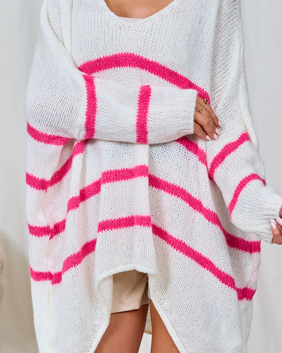 Royalfashion Ecru long striped women's sweater