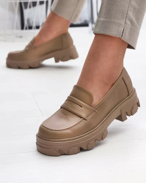 Helepruunid naiste mokassinad kindla tallaga Desika - Jalatsid