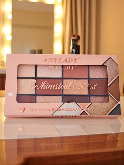 ANYLADY Palette of 12 eyeshadows with glitter and matte finishes Golden Chocolate Fudge