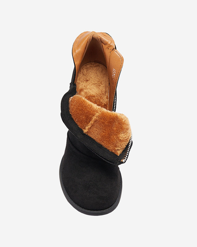 Women's boots on the post with cut-outs in black. Encura- Footwear